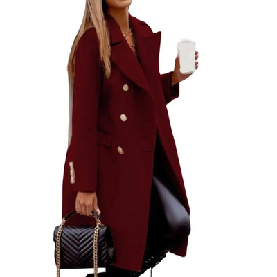 Eleganter Damenmantel - Klassisches Design mit Knöpfen und Taschen