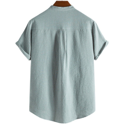 Gestreiftes Leinen Hemd mit Knopfleiste Herren