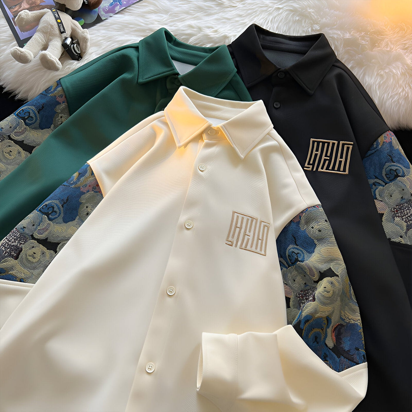 Max | Retro-inspiriertes Besticktes Bärenhemd