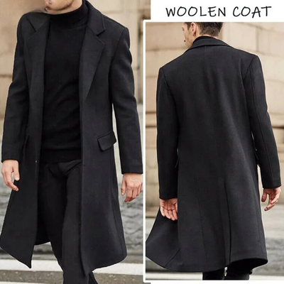 Herren Wintermantel - Eleganter Wollmantel mit langem Schnitt