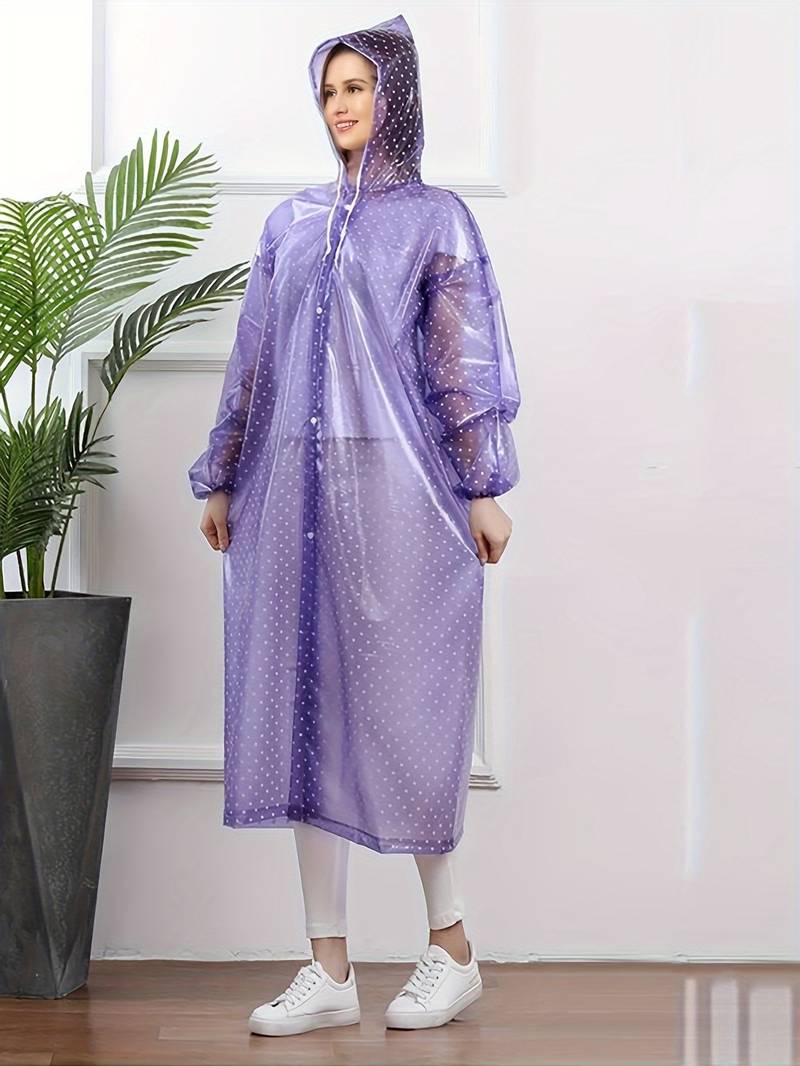 Wasserdichte Damen-Regenjacke mit Kapuze und modischem Punktmuster