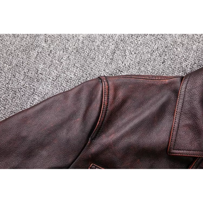 Elegante Herren-Echtlederjacke mit Reißverschluss und Knöpfen