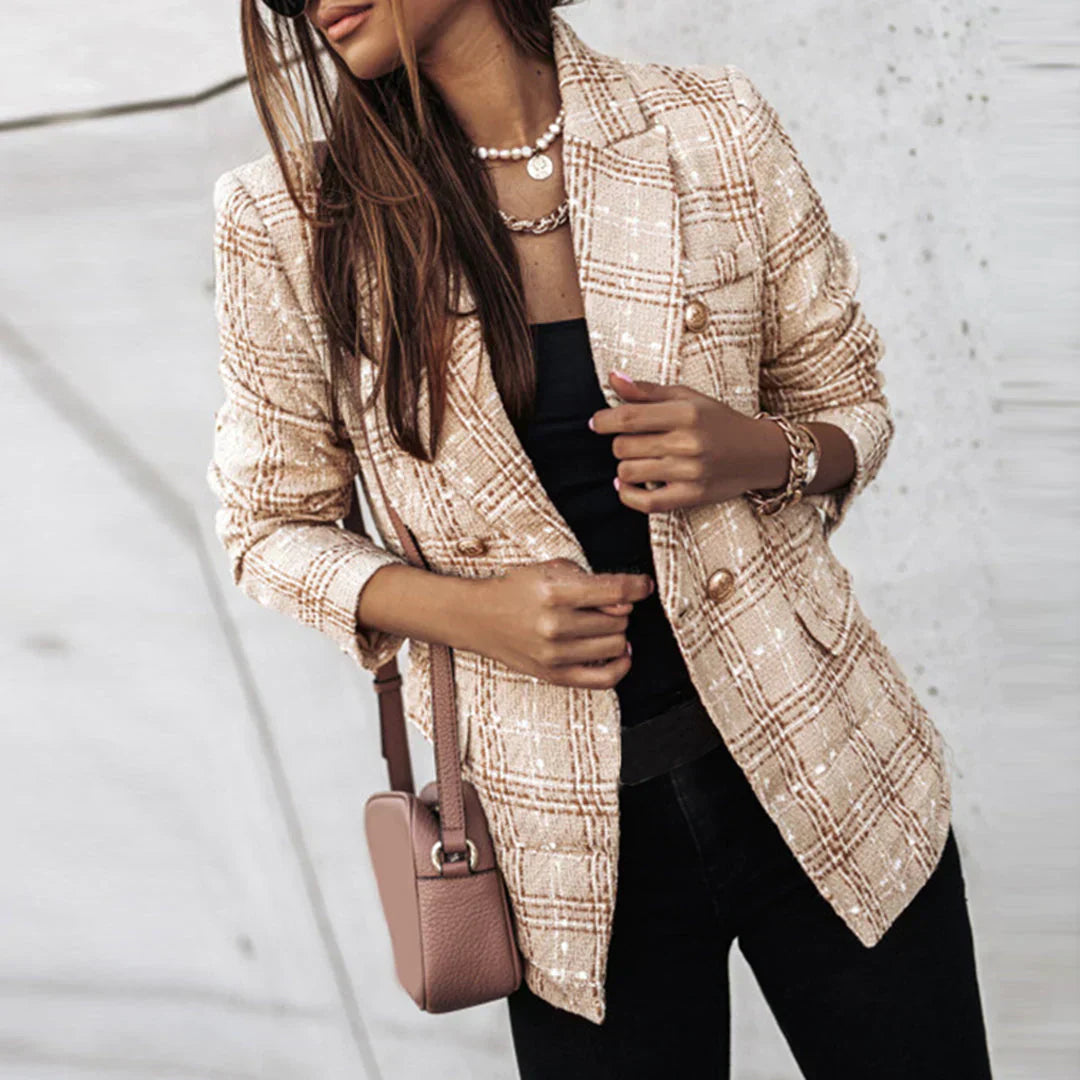 Eleganter Rotkariert Blazer - Sophia