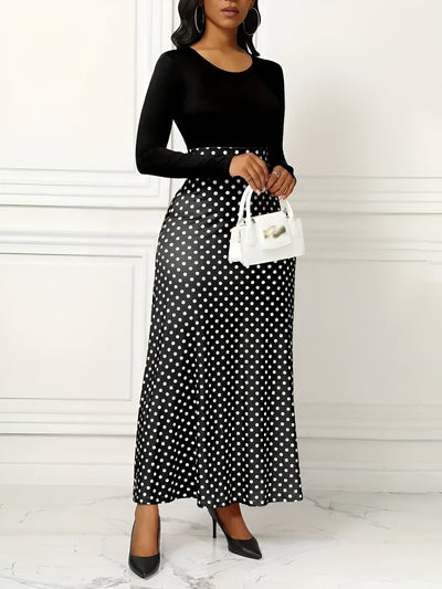 Sabine | Mühelos Elegantes Polka-Dot-Maxikleid