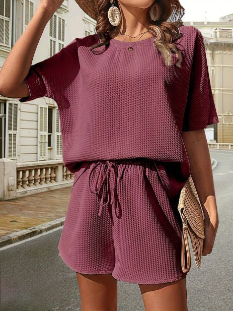 Damen Sommer-Set aus Baumwolle | Luftiges Waffelpique mit Shorts