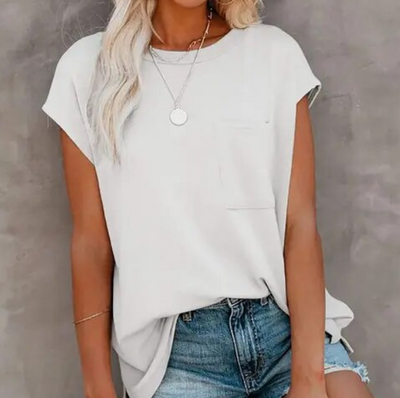 Lässiges Damen Oversize-Shirt mit Brusttasche | 100% Baumwolle | Locker geschnitten