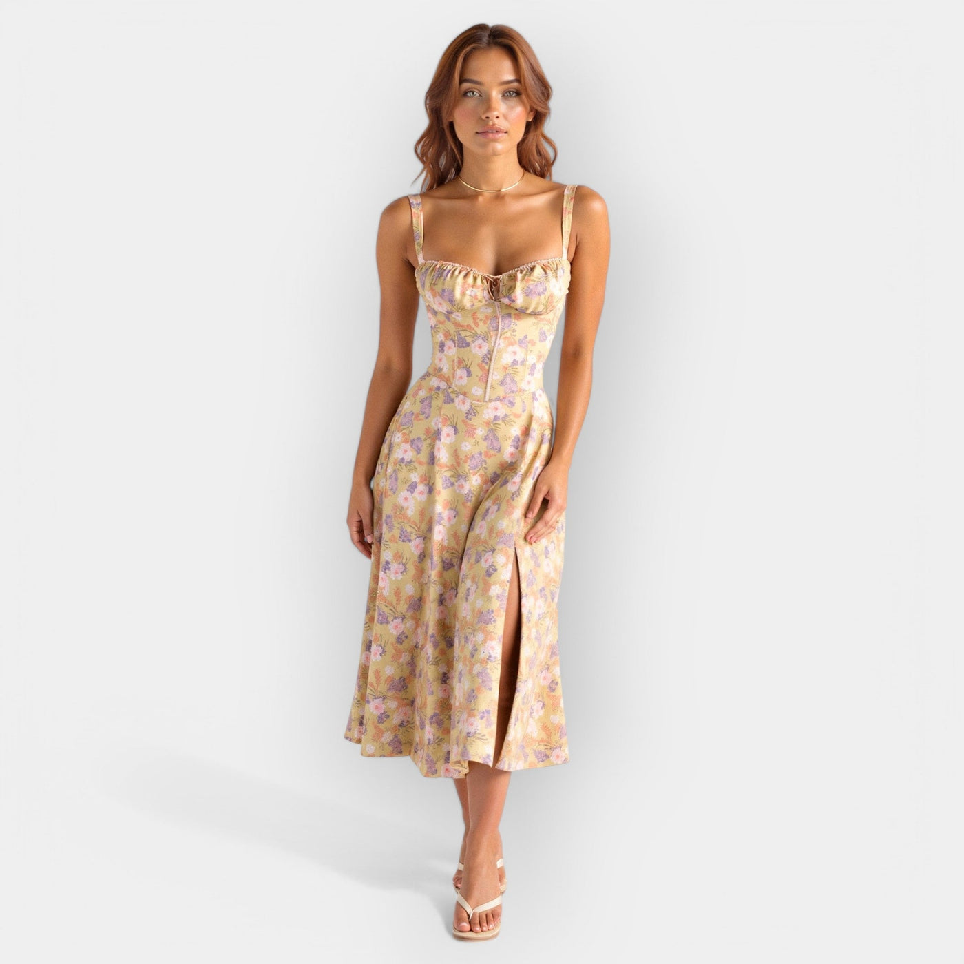 Elegantes Damen Korsett-Kleid Midi