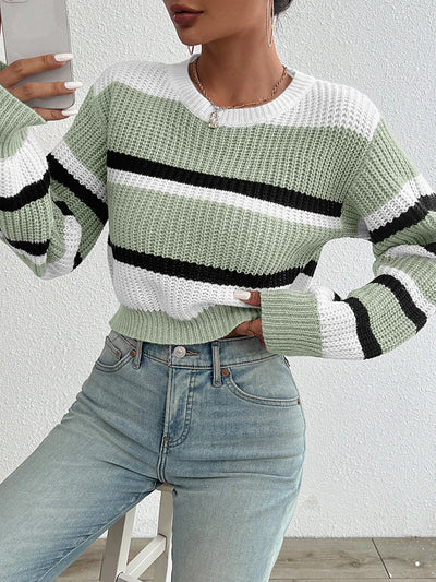 Damen Strickpullover aus Acryl - Oversized Fit mit Rundhals und Langen Ärmeln