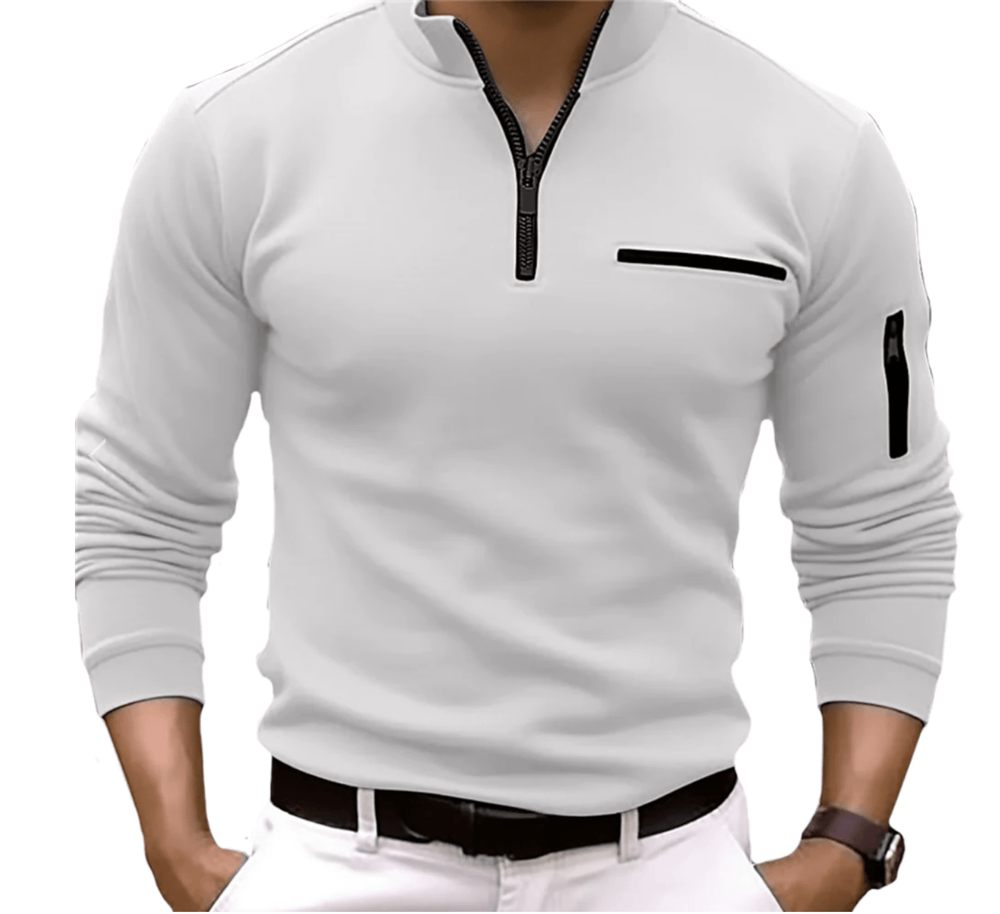 Sportlicher Herren Stehkragen-Pullover mit Reißverschluss