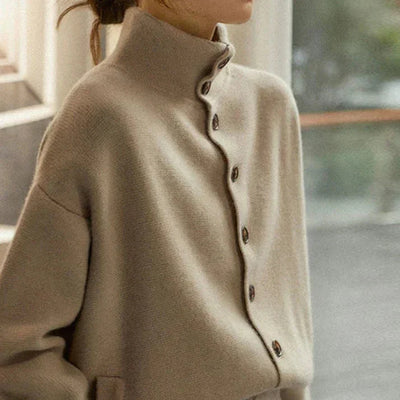 Chic Damen Rollkragenpullover mit Knöpfen