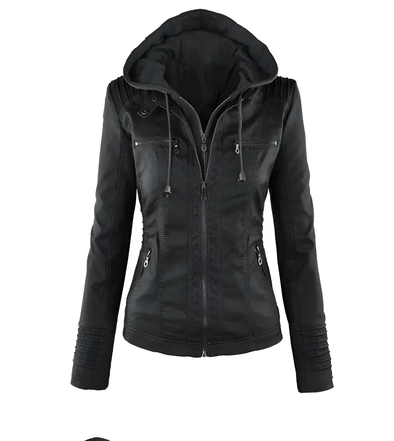 Odolina | Schicke Lederjacke mit Reißverschluss und Kapuze