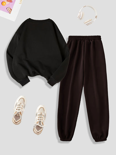 Kuschelig-warmes Damen-Loungewear-Set mit Plüschfutter für Herbst und Winter