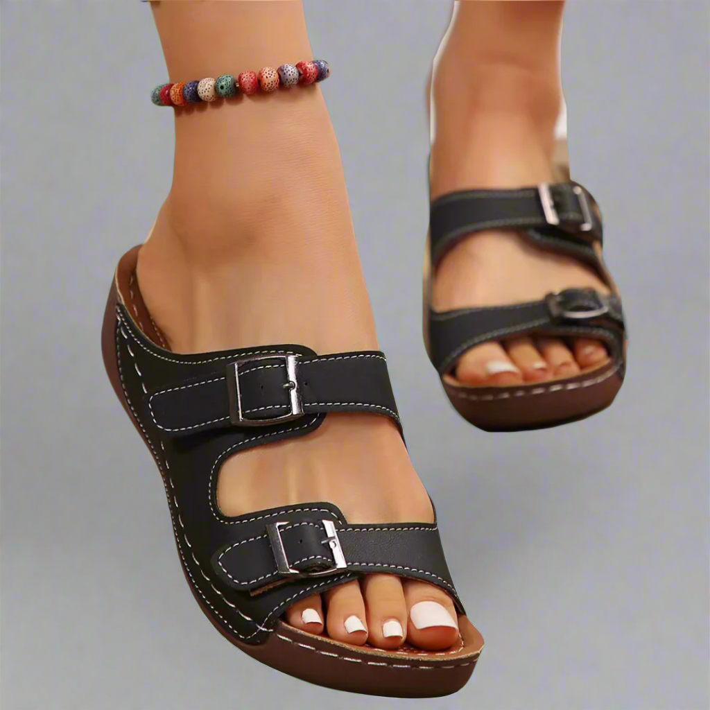 Bequeme Damen Sandalen mit Doppelschnalle