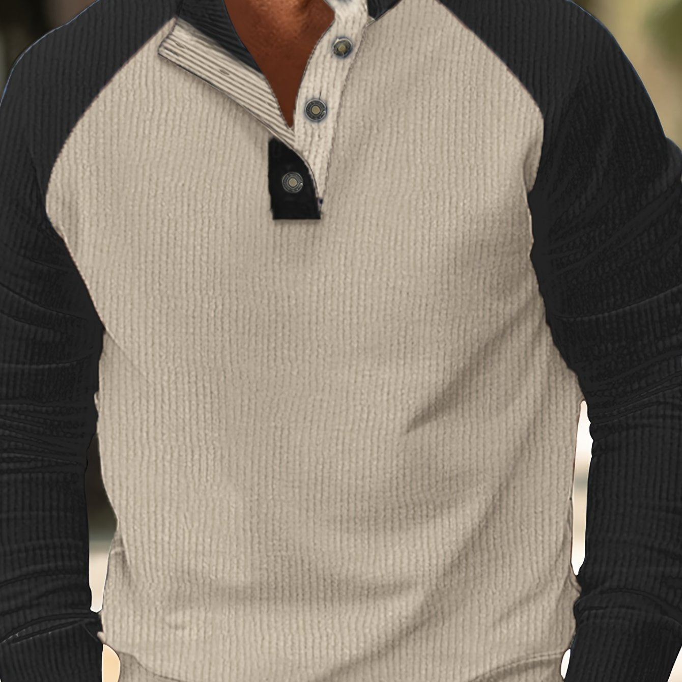Zweifarbiges Strick-Pulloverhemd für Herren - Modern & Langarm