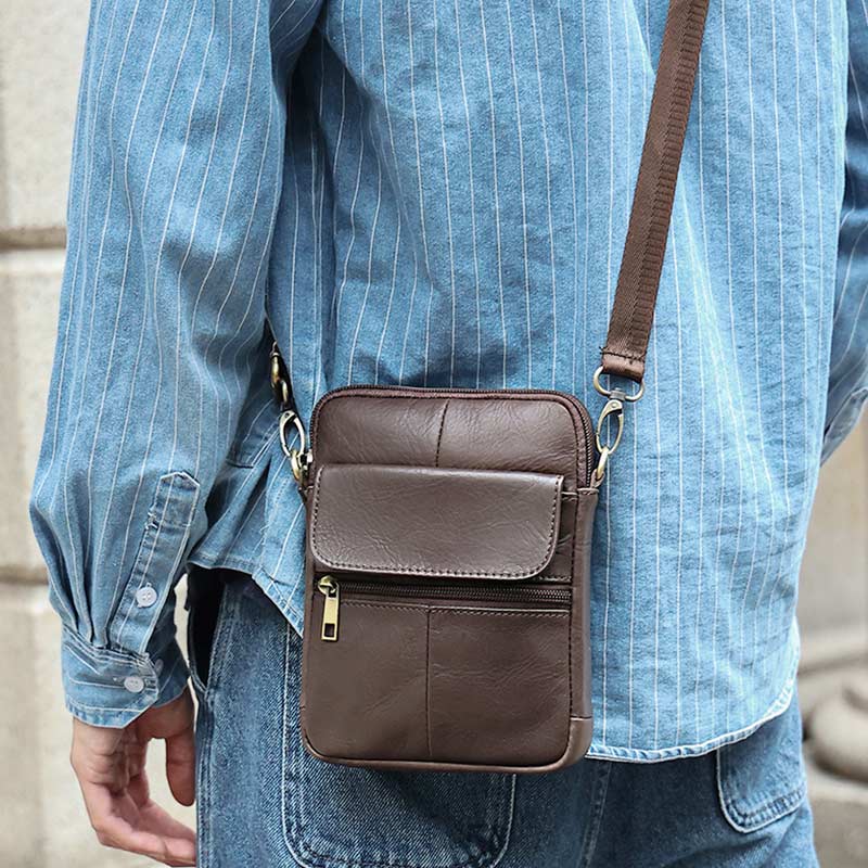 Kleine Echtleder Schultertasche Herren