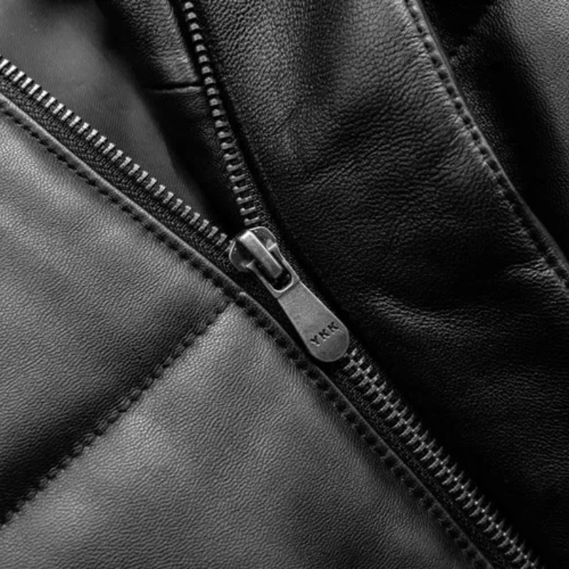 Warme Herren-Lederjacke mit Stehkragen - Gefüttert und Modern
