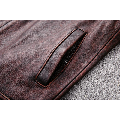 Elegante Herren-Echtlederjacke mit Reißverschluss und Knöpfen