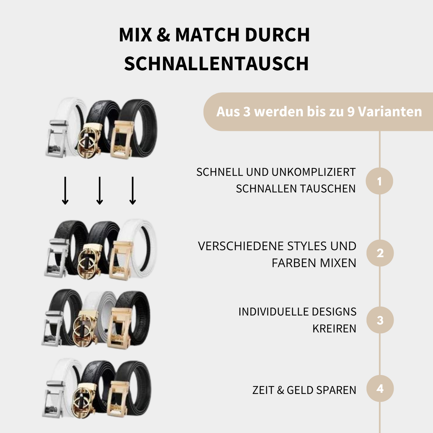 Alex | Leder Gürtel mit Automatischer Schnalle und Aussparung
