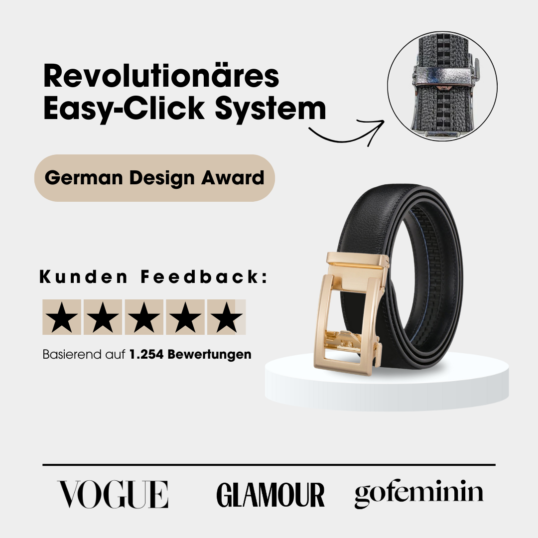 Alex | Leder Gürtel mit Automatischer Schnalle und Aussparung