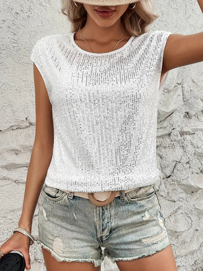 Alva | pailletten-top frauen ärmellose glitzerbluse