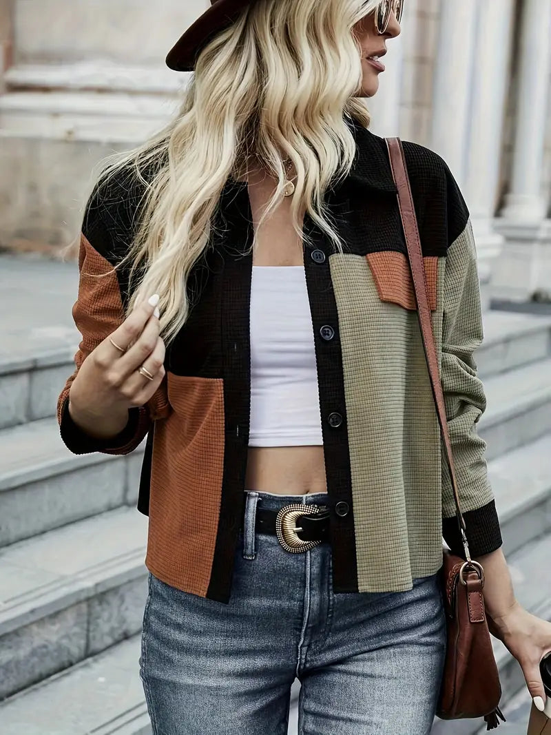 Stylische Jacke im Farbblockdesign für Frauen
