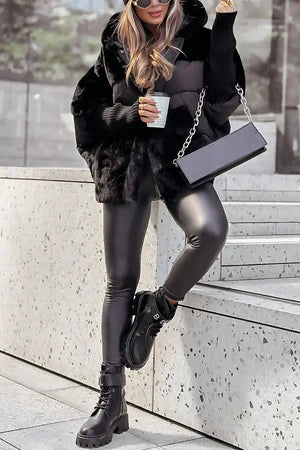 Braune Winterjacke mit Kapuze - Livia