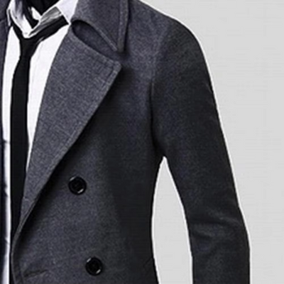 Herren Wintermantel - Doppelreihige Jacke mit Wollanteil und warmer Fütterung