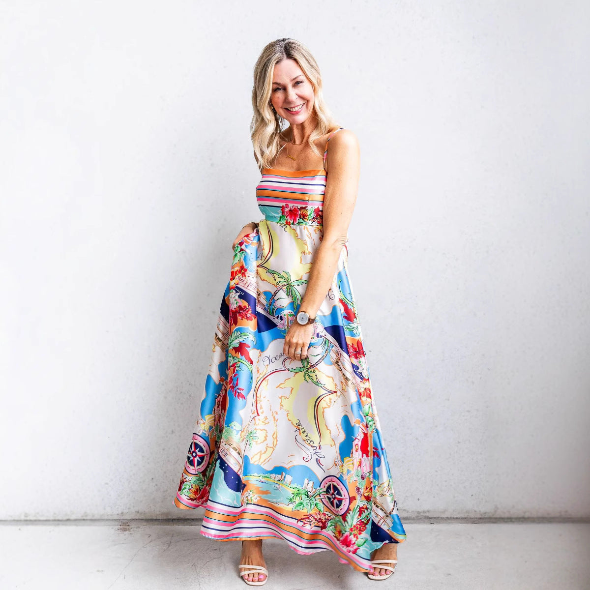 Stankha - Fließender Urlaubstil Sommer Maxikleid