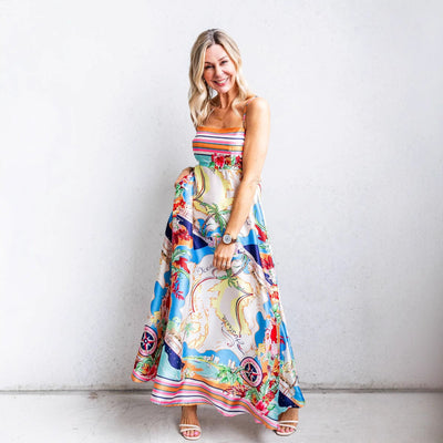 Stankha - Fließender Urlaubstil Sommer Maxikleid