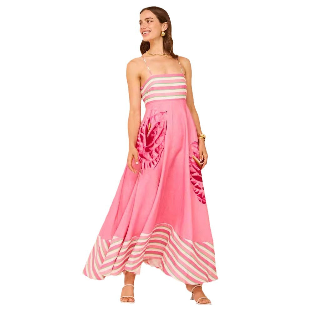 Damen Smocked Midi Kleid  Mit Paisley Print - Genoveva