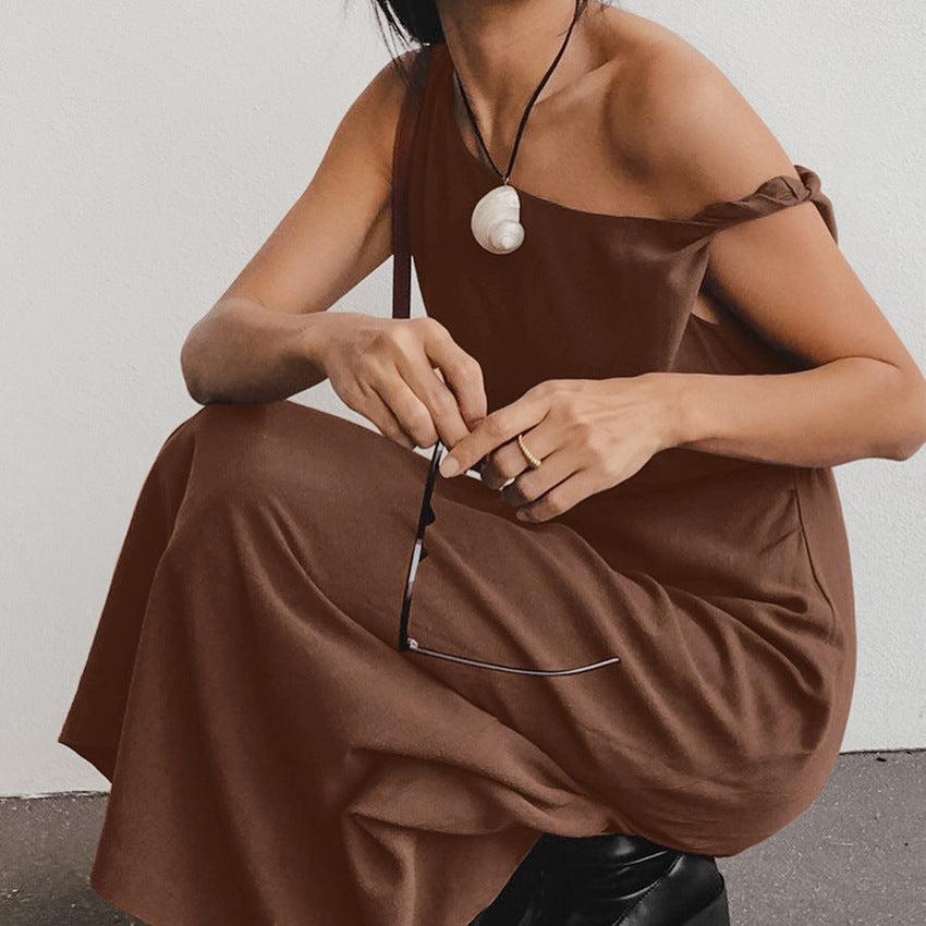 Damen One-Shoulder Elegantes Kleid  - Salný