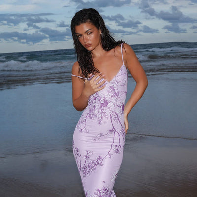 Maxikleid Damen Slim Fit  Spaghetti-Träger Für Sommer - Iglena