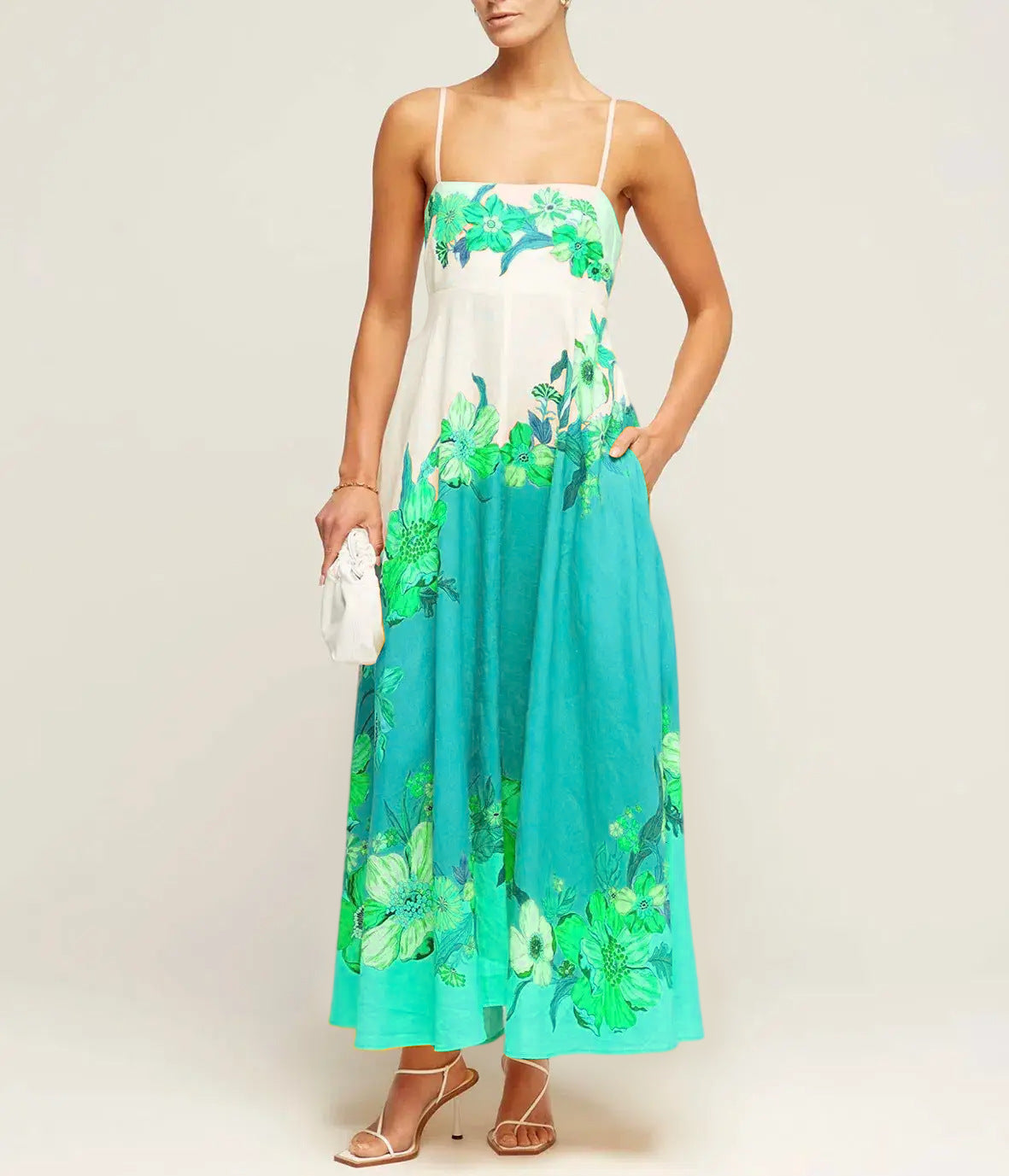 Damen Smocked Midi Kleid  Mit Paisley Print - Genoveva