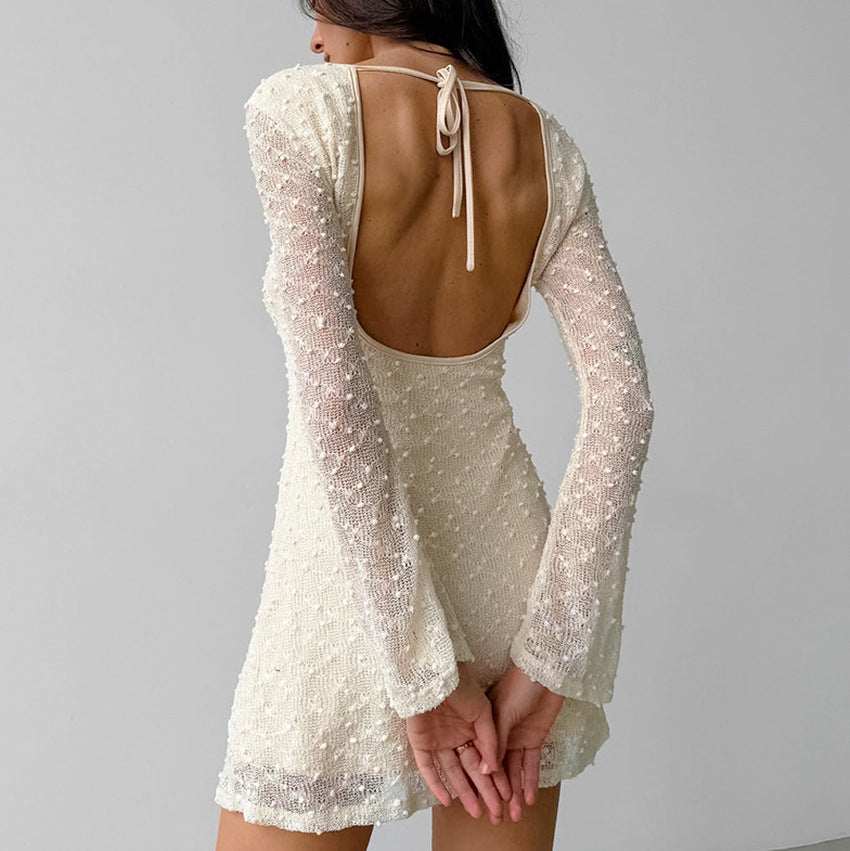 Elegantes Jacquard Stoff Damen Mini Kleid - Silvía