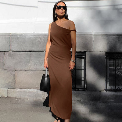 Damen One-Shoulder Elegantes Kleid  - Salný