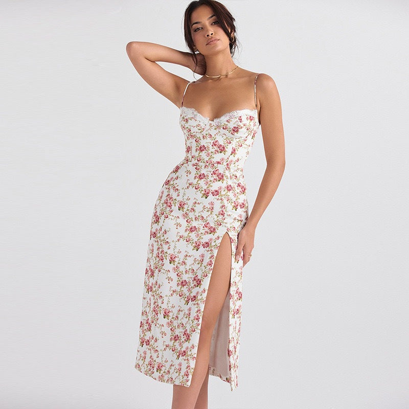 Damen Blumendruck  Midi Kleid Für SommerPartys - Filippa
