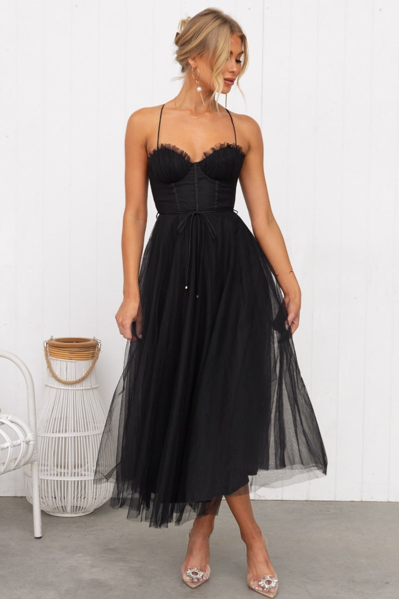 Linette - Elegantes A-Line Kleid mit Netzüberzug für Damen