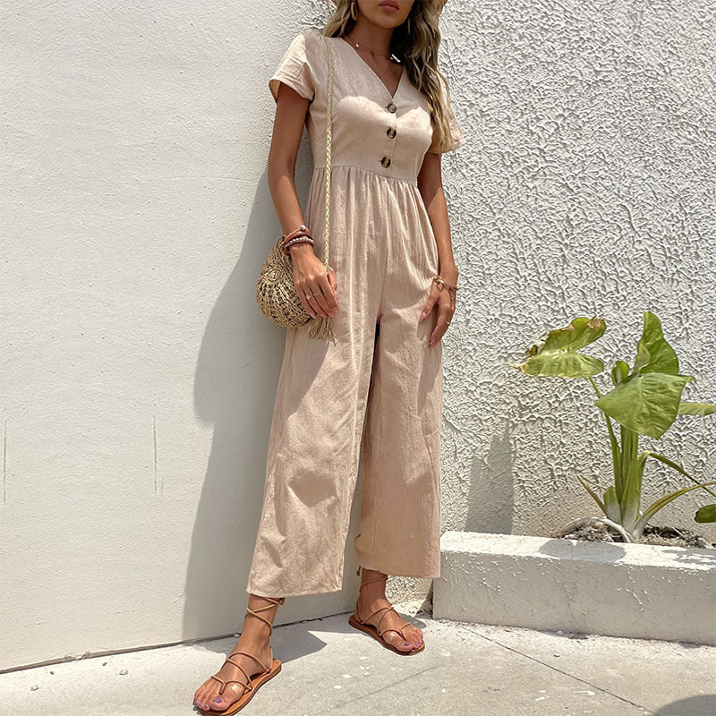 Ann-Katrin - Elegant Damen  Jumpsuit  Entspannte Passform für Frühling/Sommer