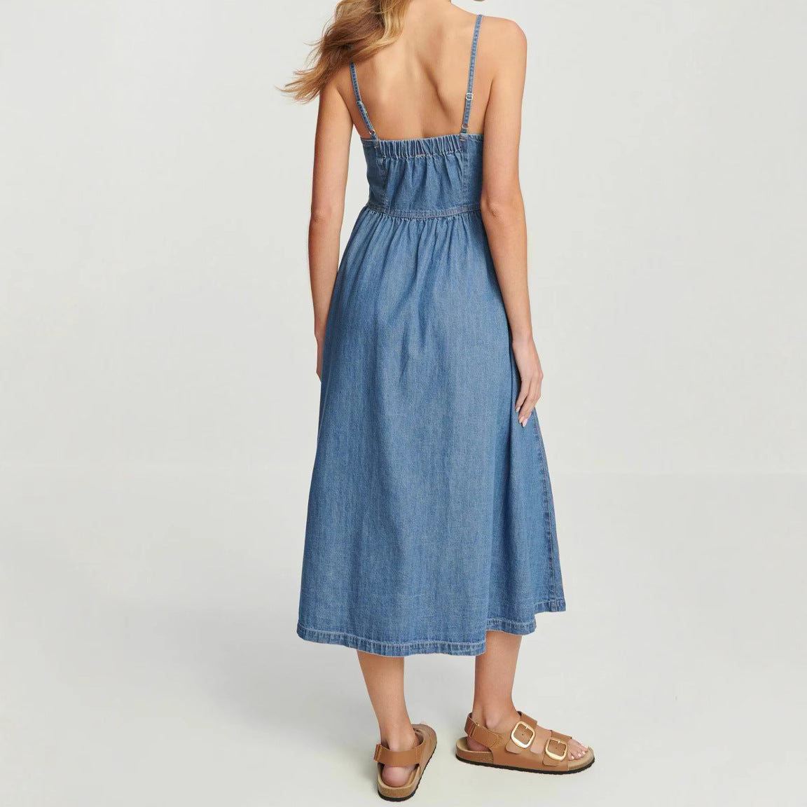 Damen Midi Kleid aus Jeansstoff - Imela