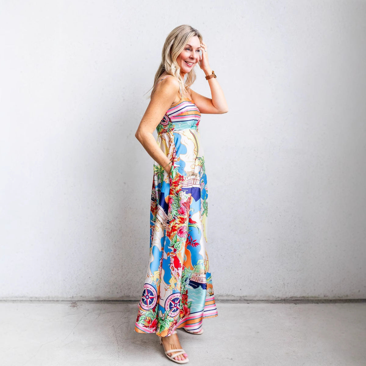 Stankha - Fließender Urlaubstil Sommer Maxikleid