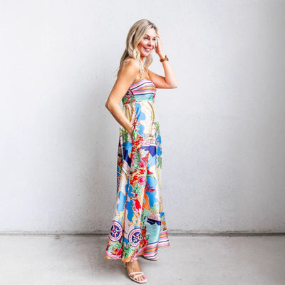 Stankha - Fließender Urlaubstil Sommer Maxikleid