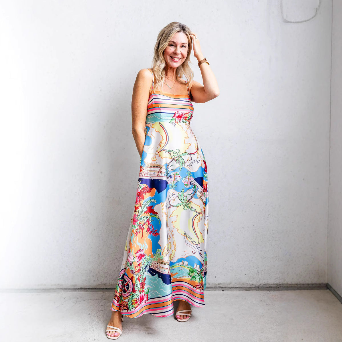 Stankha - Fließender Urlaubstil Sommer Maxikleid