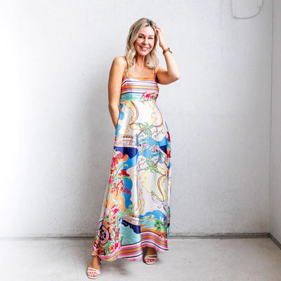 Stankha - Fließender Urlaubstil Sommer Maxikleid