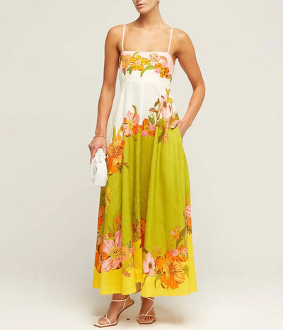 Damen Smocked Midi Kleid  Mit Paisley Print - Genoveva