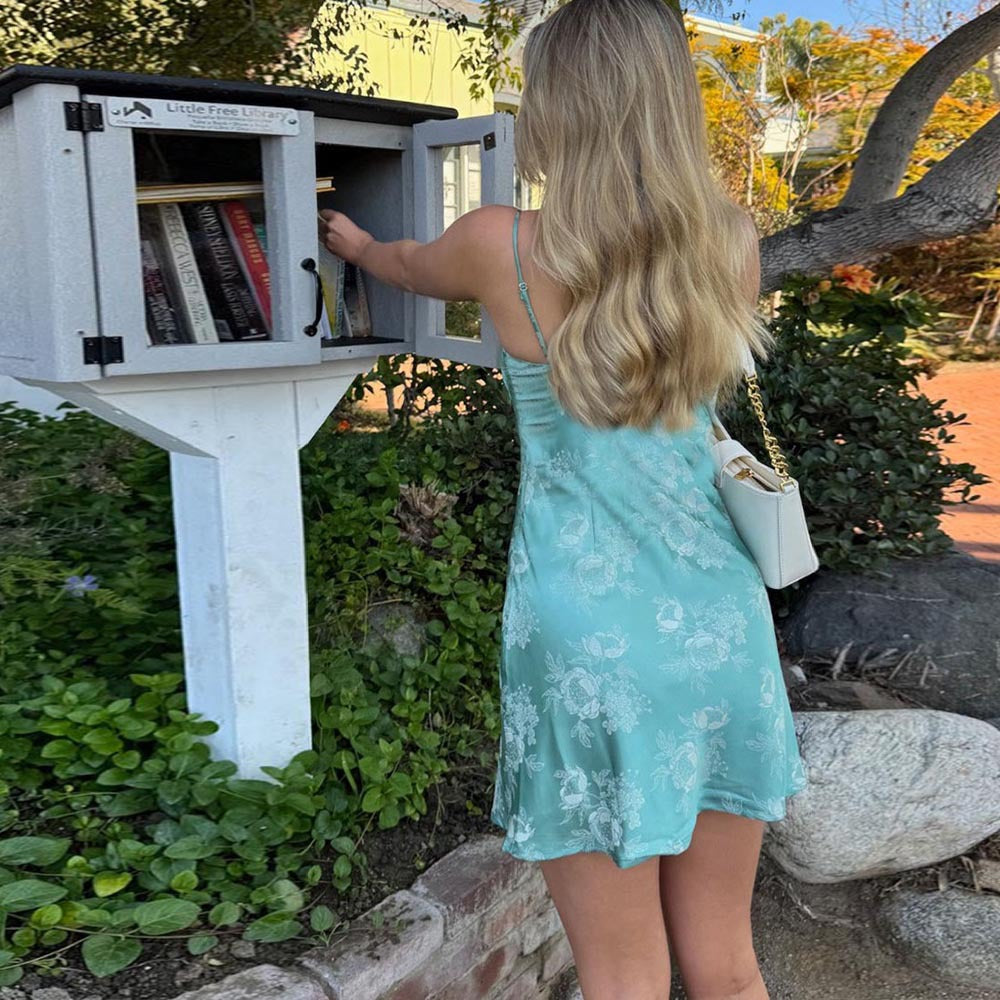 Blumenmuster Damen Mini Kleid mit Spaghetti-Träger - Evgenía