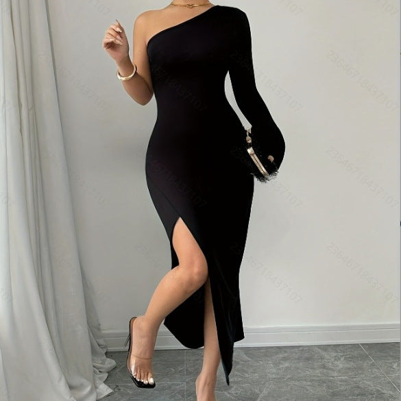 Damen Cocktailkleid One-Shoulder mit Asymmetrischem Schlitz - Dorothea