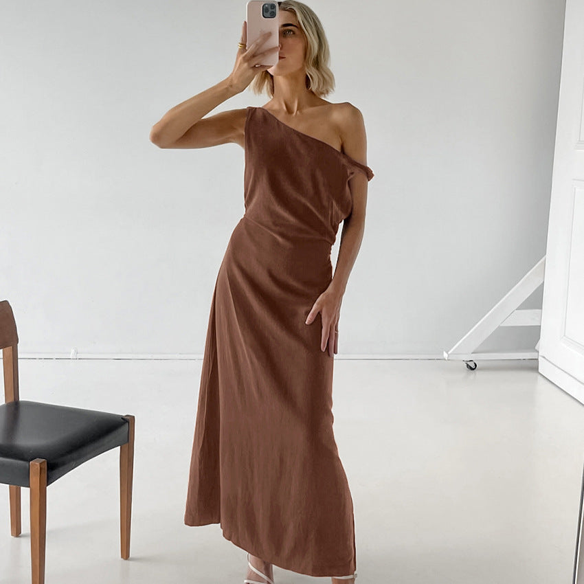 Damen One-Shoulder Elegantes Kleid  - Salný