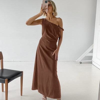 Damen One-Shoulder Elegantes Kleid  - Salný
