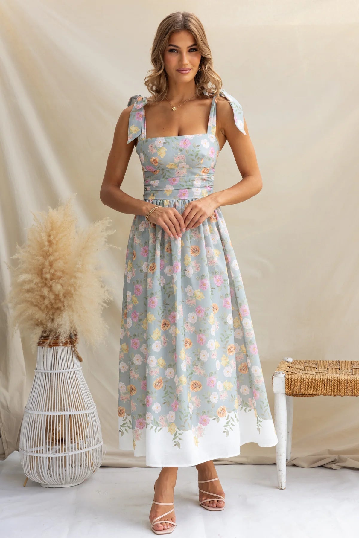 Silla - Blumendruck Damen Midi Kleid Für Sommer