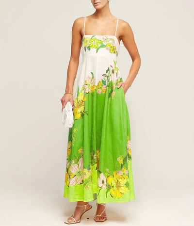 Damen Smocked Midi Kleid  Mit Paisley Print - Genoveva